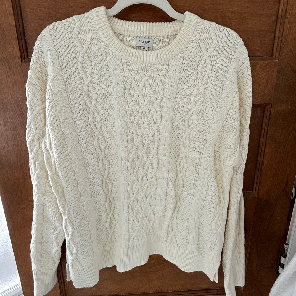 J. Crew Women's Ivory Cable Knit Sweater